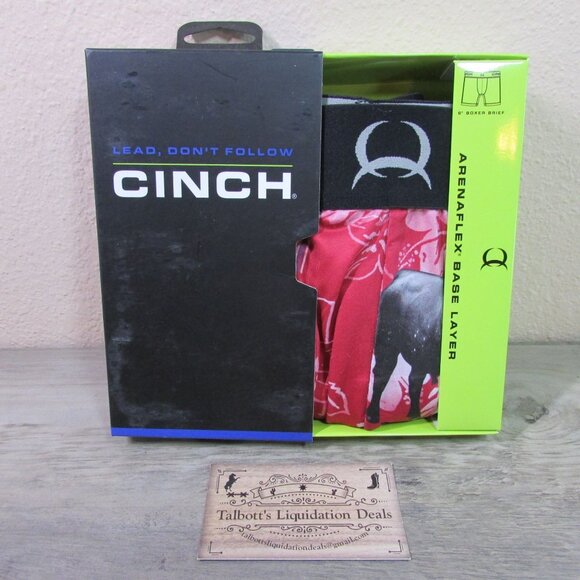 Cinch Men's 6" Angus Cow Floral Hawaiian Boxer Brief - Red - Picture 2 of 5